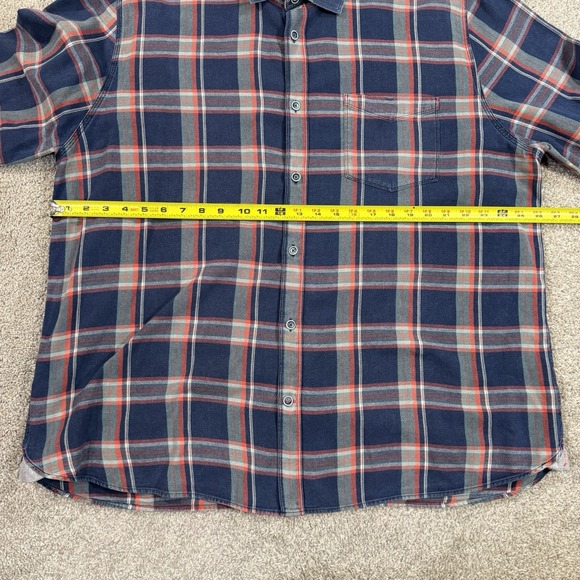 32 Bar Blues Plaid Twill Flannel Button Shirt XXL Blue Red Long Sleeve Casual - Picture 6 of 8